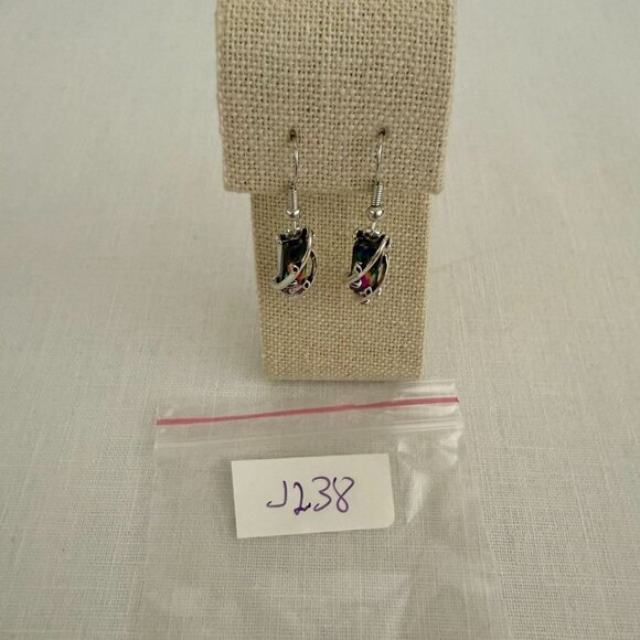 Multicolor Crystal Earrings Silver Plated Indie Festival Statement Boho Jewelry - Picture 8 of 9